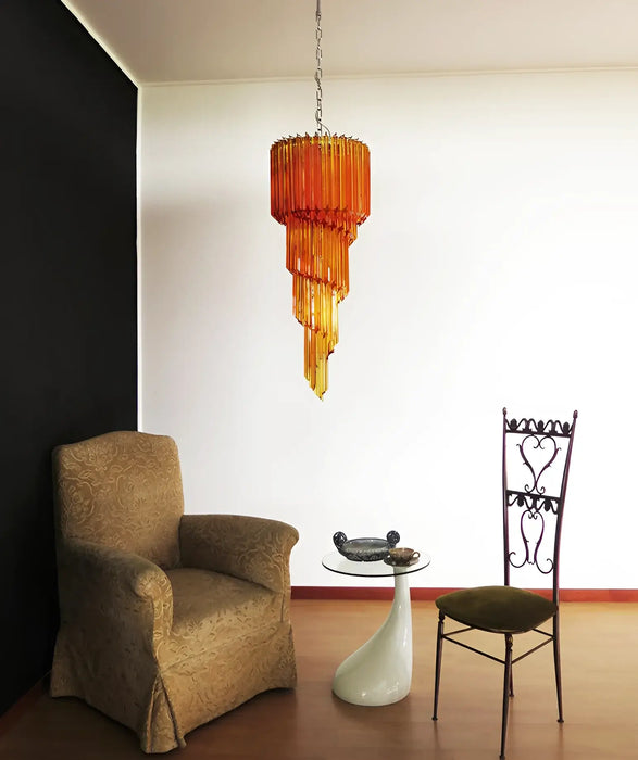 Murano Spiral Amber Prism Glass Chandelier-DWHOME