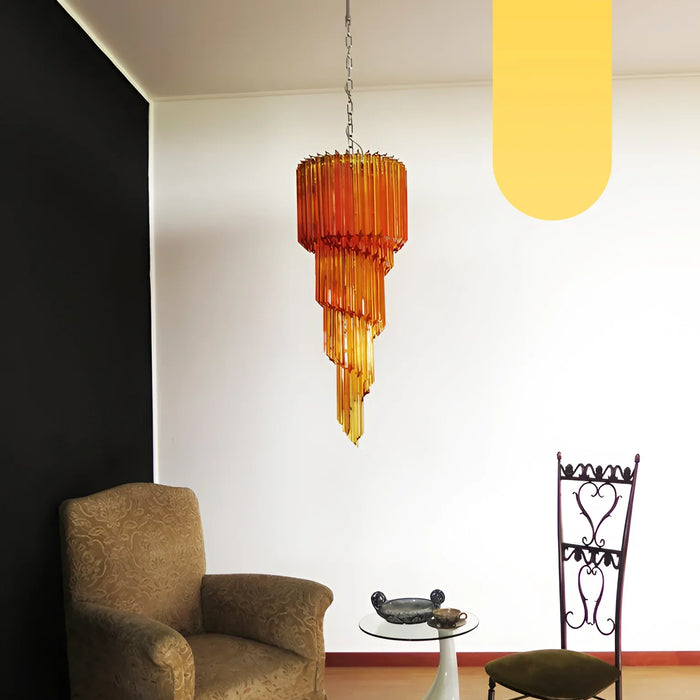 Murano Spiral Amber Prism Glass Chandelier-DWHOME