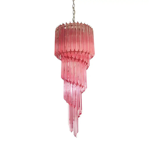 Murano Spiral Pink Prism Glass Chandelier-DWHOME