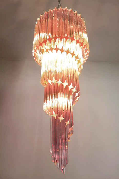 Murano Spiral Pink Prism Glass Chandelier-DWHOME