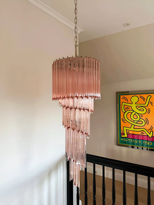 Murano Spiral Pink Prism Glass Chandelier-DWHOME