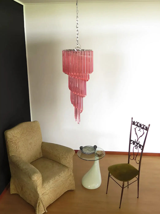 Murano Spiral Pink Prism Glass Chandelier-DWHOME
