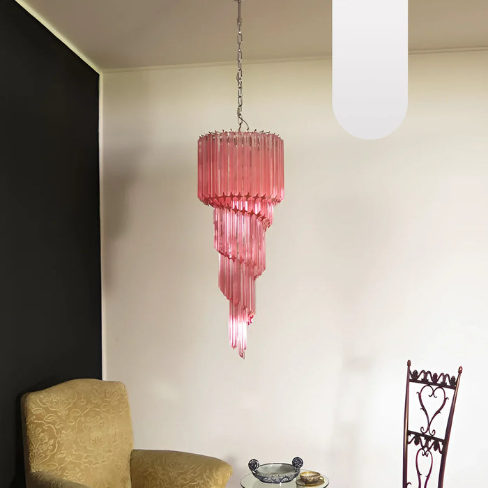 Murano Spiral Pink Prism Glass Chandelier-DWHOME