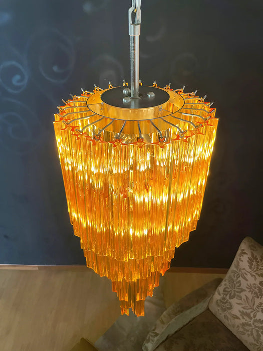 Murano Spiral Prisms Amber Chandelier-DWHOME