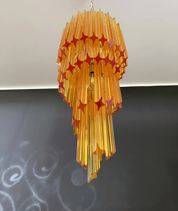 Murano Spiral Prisms Amber Chandelier-DWHOME