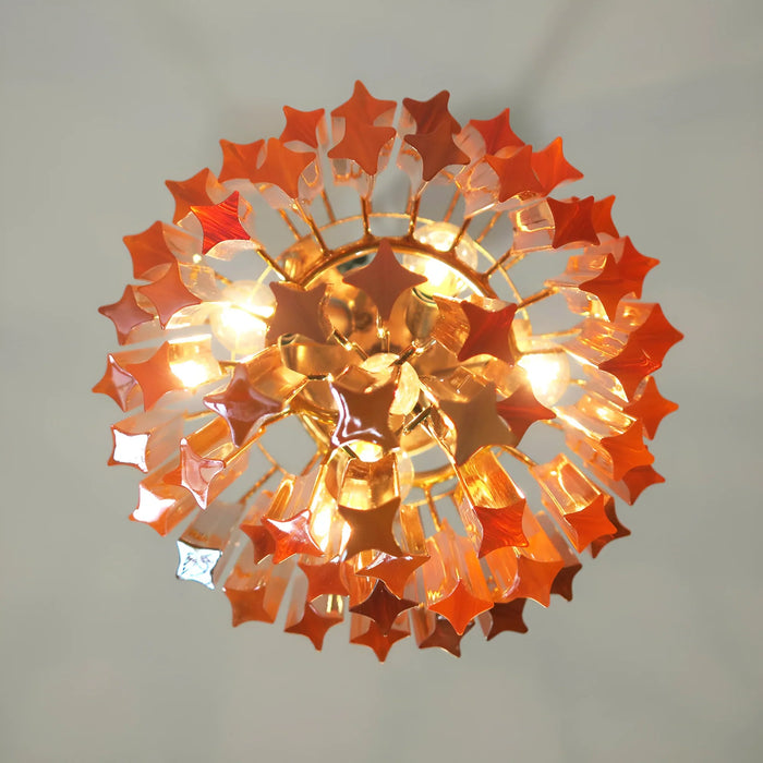 Murano Spiral Prisms Amber Chandelier-DWHOME