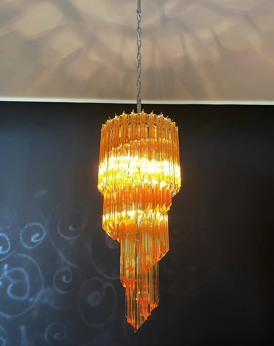 Murano Spiral Prisms Amber Chandelier-DWHOME
