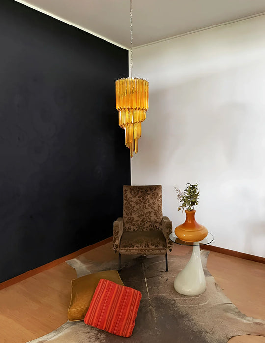 Murano Spiral Prisms Amber Chandelier-DWHOME