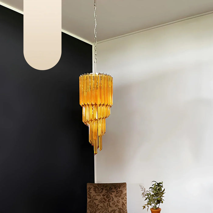 Murano Spiral Prisms Amber Chandelier-DWHOME