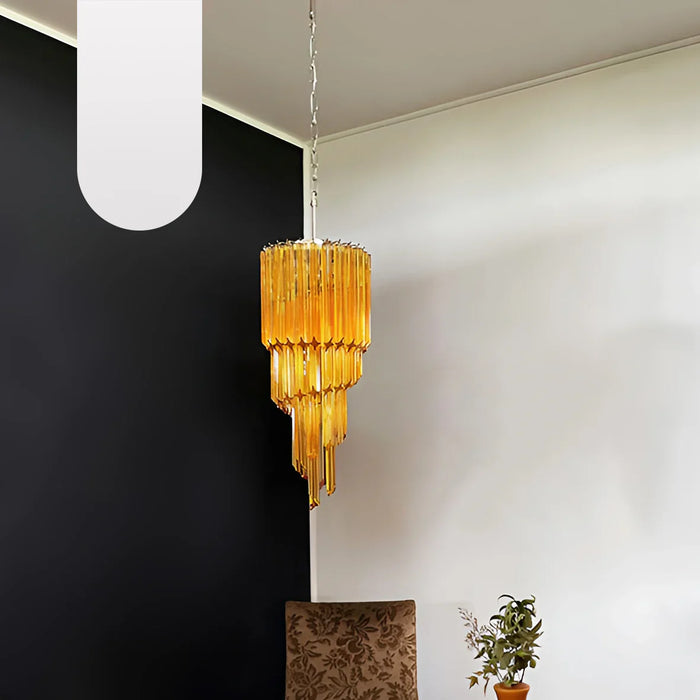 Murano Spiral Prisms Amber Chandelier-DWHOME