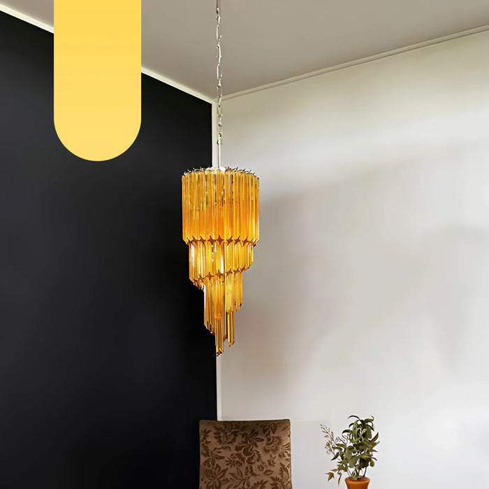 Murano Spiral Prisms Amber Chandelier-DWHOME
