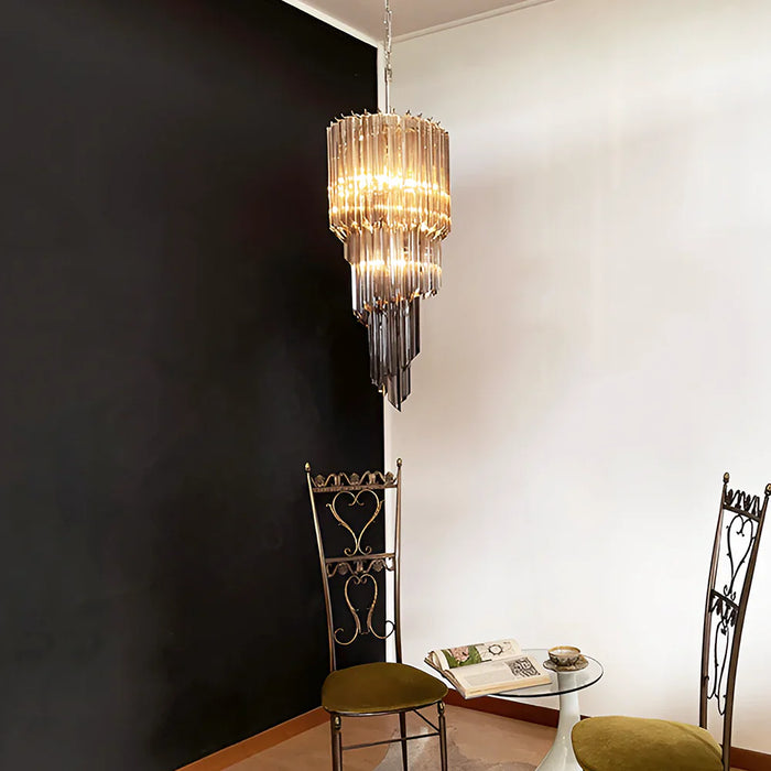 Murano Spiral Prisms Smoked Chandelier-DWHOME