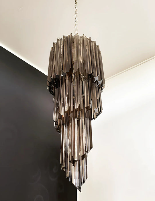 Murano Spiral Prisms Smoked Chandelier-DWHOME