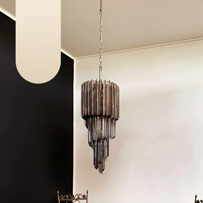 Murano Spiral Prisms Smoked Chandelier-DWHOME