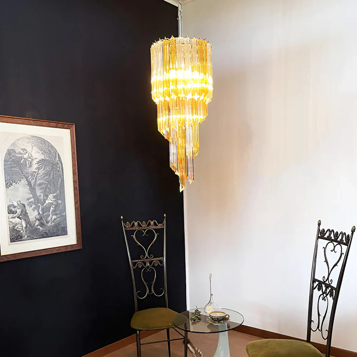 Murano Spiral Prisms Transparent Amber Chandelier-DWHOME