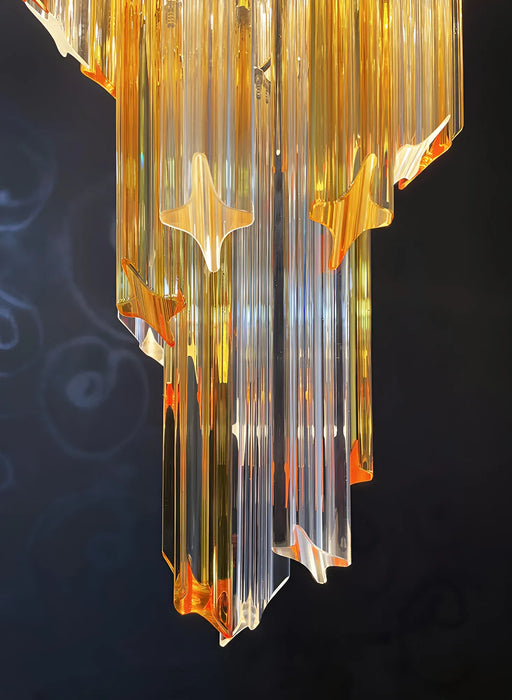 Murano Spiral Prisms Transparent Amber Chandelier-DWHOME