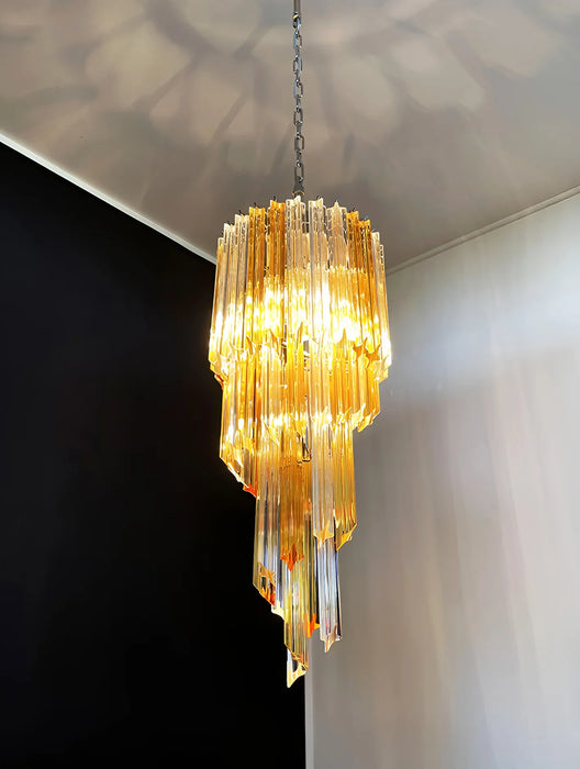 Murano Spiral Prisms Transparent Amber Chandelier-DWHOME