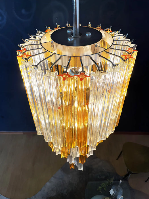 Murano Spiral Prisms Transparent Amber Chandelier-DWHOME