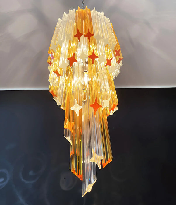 Murano Spiral Prisms Transparent Amber Chandelier-DWHOME