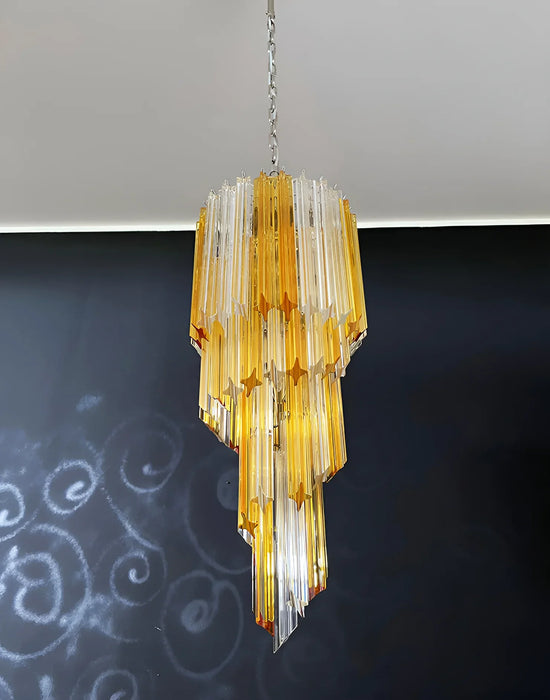 Murano Spiral Prisms Transparent Amber Chandelier-DWHOME