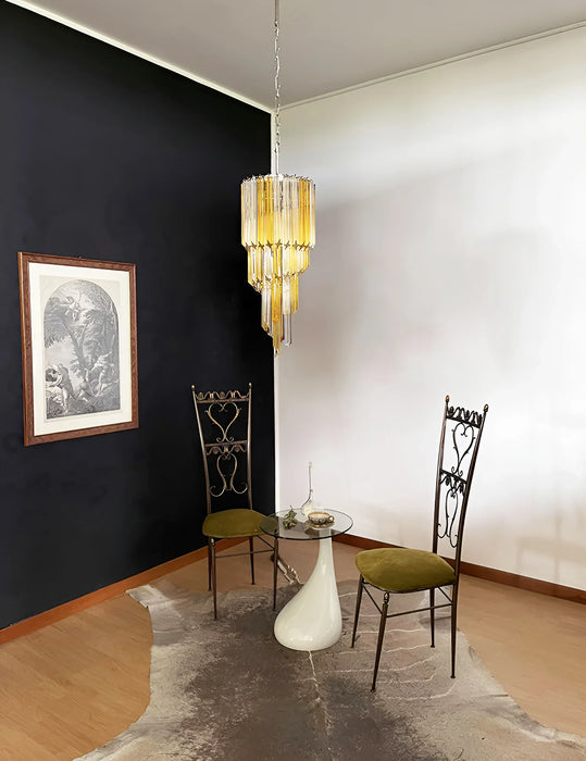Murano Spiral Prisms Transparent Amber Chandelier-DWHOME