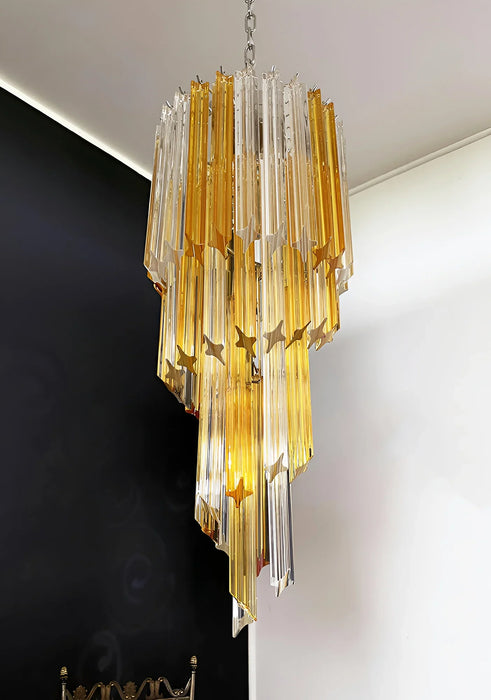 Murano Spiral Prisms Transparent Amber Chandelier-DWHOME