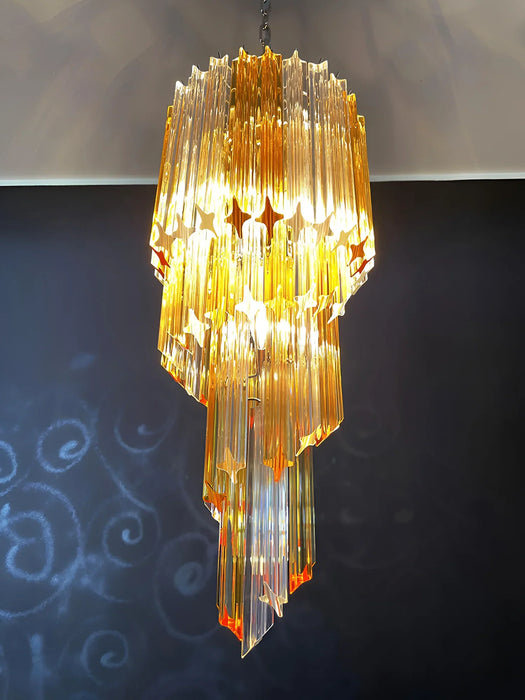 Murano Spiral Prisms Transparent Amber Chandelier-DWHOME