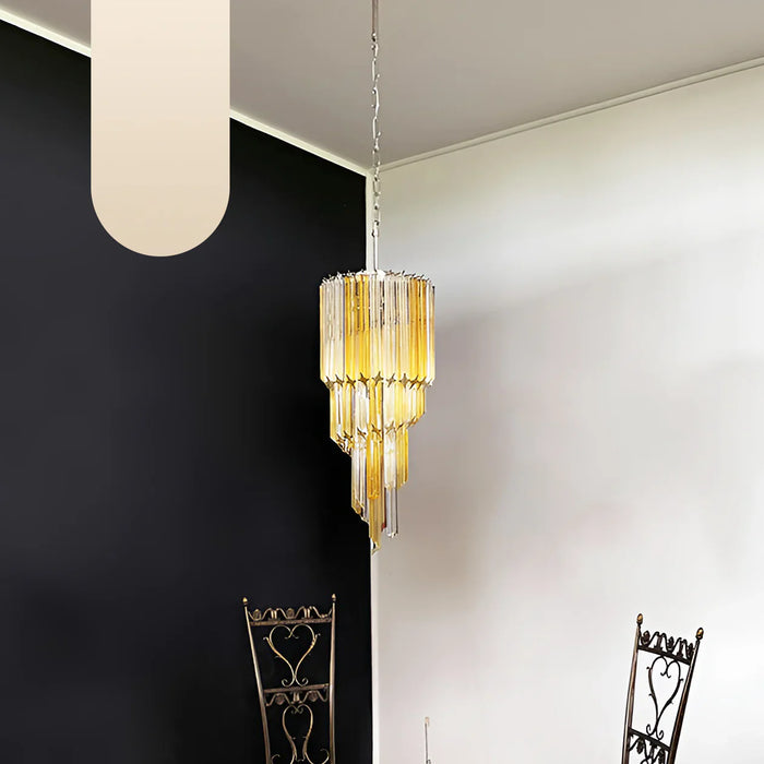 Murano Spiral Prisms Transparent Amber Chandelier-DWHOME