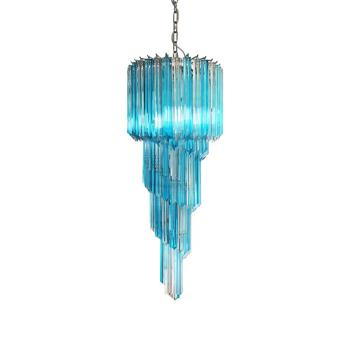 Murano Spiral Transparent Blue Prism Glass Chandelier-DWHOME