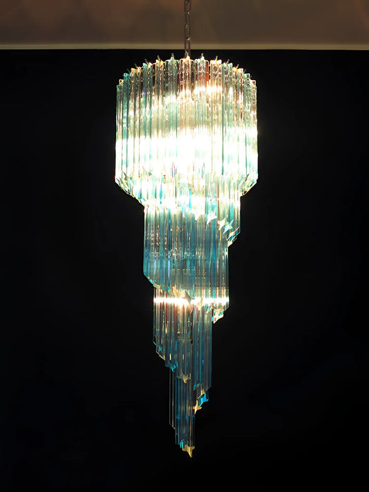 Murano Spiral Transparent Blue Prism Glass Chandelier-DWHOME
