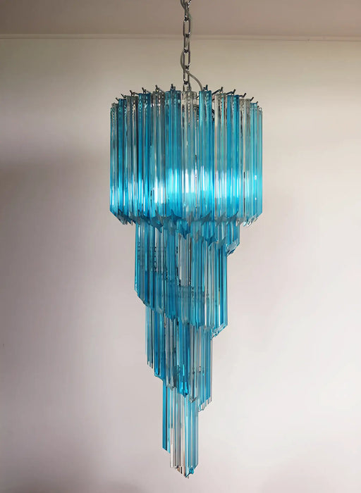 Murano Spiral Transparent Blue Prism Glass Chandelier-DWHOME