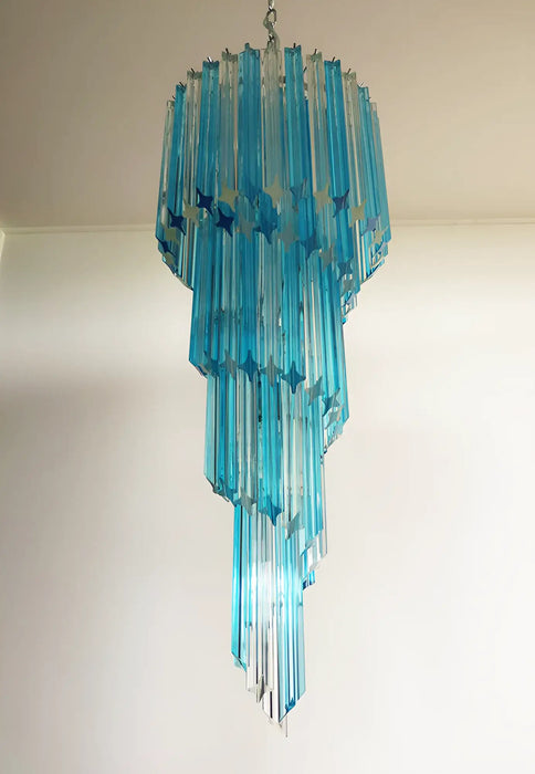 Murano Spiral Transparent Blue Prism Glass Chandelier-DWHOME