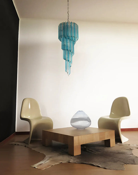 Murano Spiral Transparent Blue Prism Glass Chandelier-DWHOME