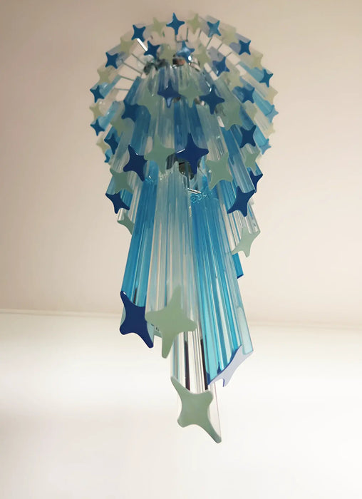 Murano Spiral Transparent Blue Prism Glass Chandelier-DWHOME