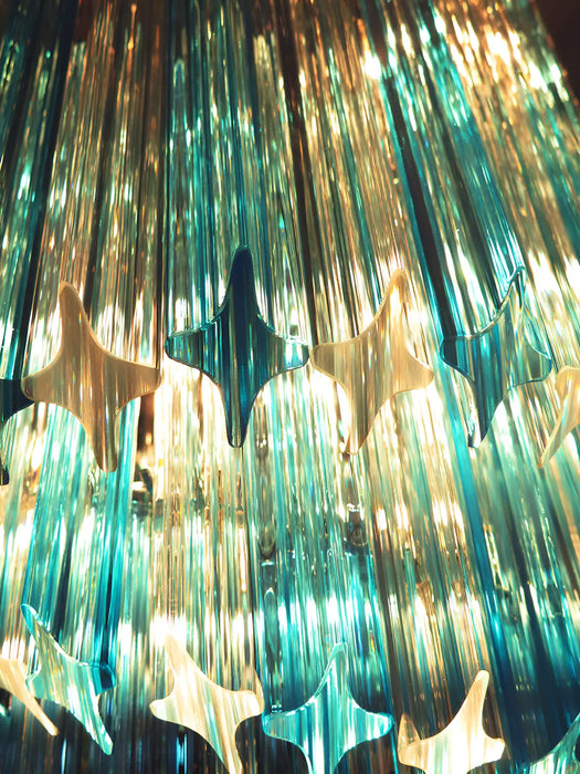 Murano Spiral Transparent Blue Prism Glass Chandelier-DWHOME