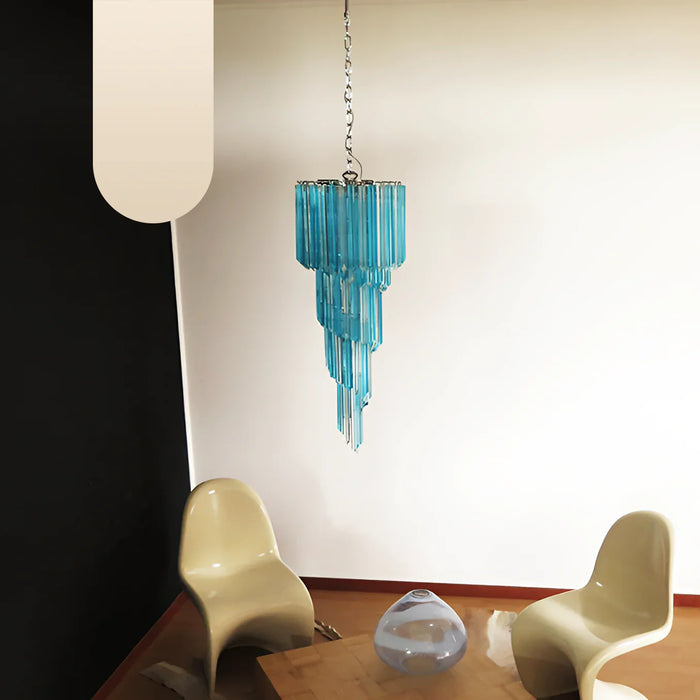 Murano Spiral Transparent Blue Prism Glass Chandelier-DWHOME