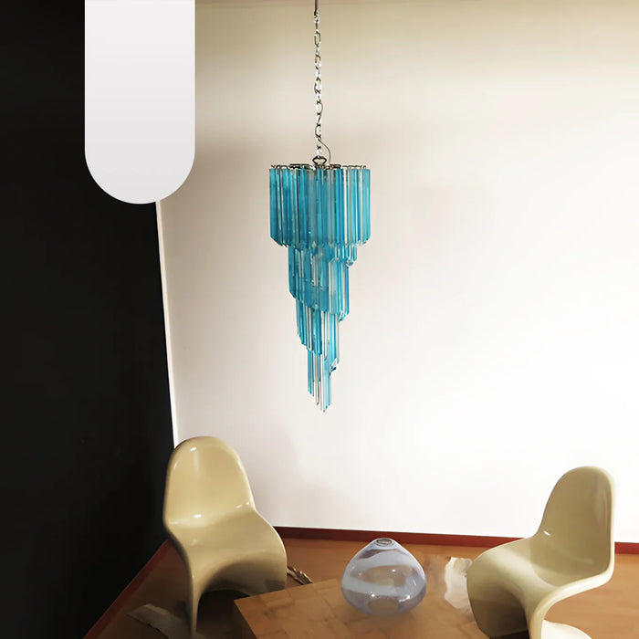 Murano Spiral Transparent Blue Prism Glass Chandelier-DWHOME