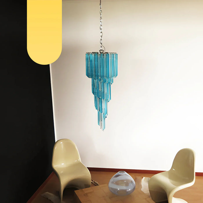 Murano Spiral Transparent Blue Prism Glass Chandelier-DWHOME