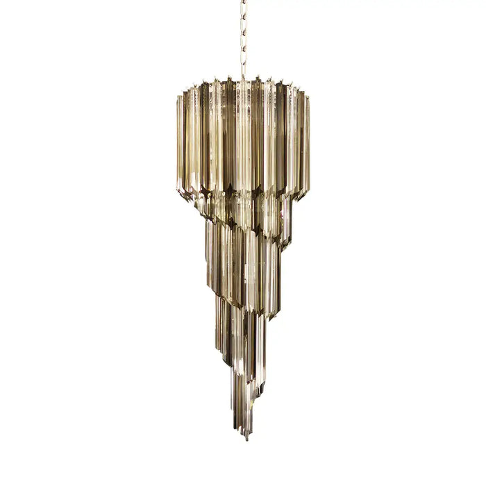 Murano Spiral Transparent Smoked Prism Glass Chandelier-DWHOME