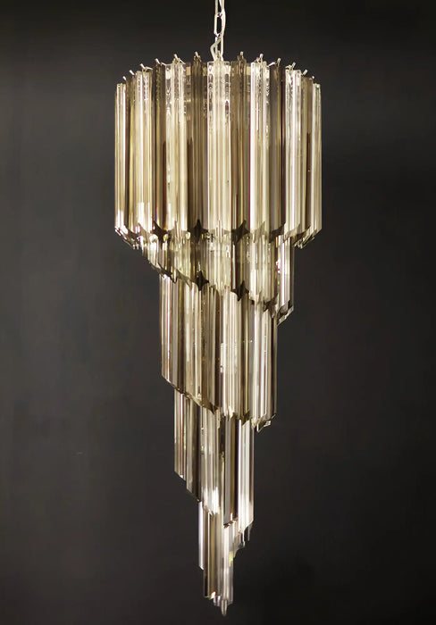 Murano Spiral Transparent Smoked Prism Glass Chandelier-DWHOME