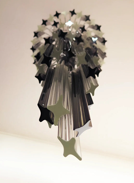 Murano Spiral Transparent Smoked Prism Glass Chandelier-DWHOME