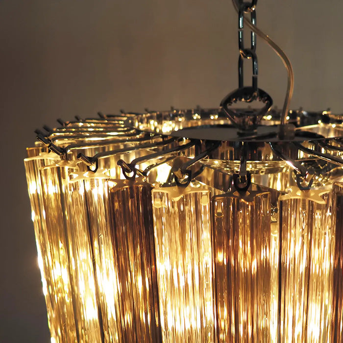 Murano Spiral Transparent Smoked Prism Glass Chandelier-DWHOME