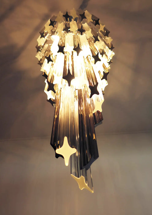 Murano Spiral Transparent Smoked Prism Glass Chandelier-DWHOME