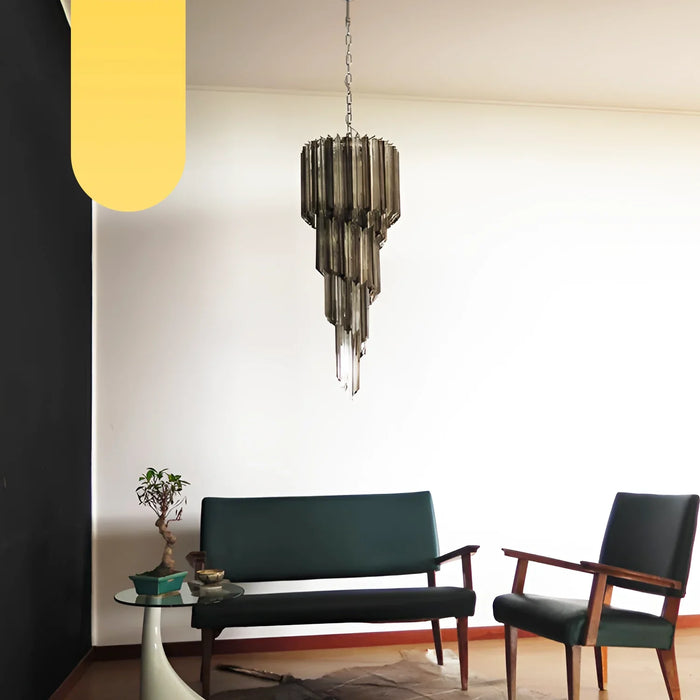 Murano Spiral Transparent Smoked Prism Glass Chandelier-DWHOME