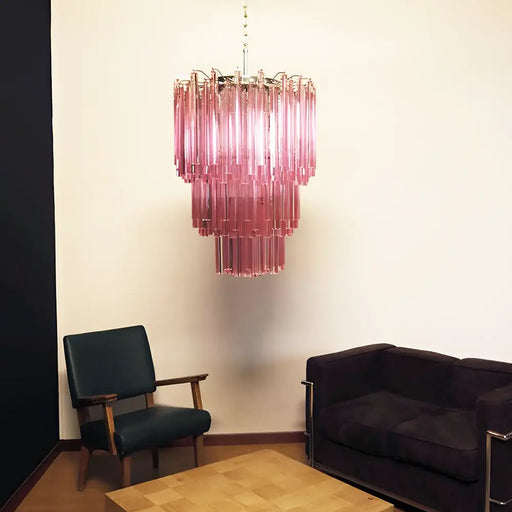 Murano Triedri Prisms Pink Chandelier-DWHOME