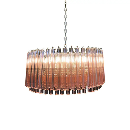 Murano Triedri Round Prisms Pink Chandelier-DWHOME