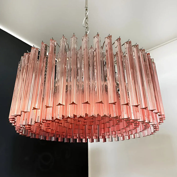 Murano Triedri Round Prisms Pink Chandelier-DWHOME