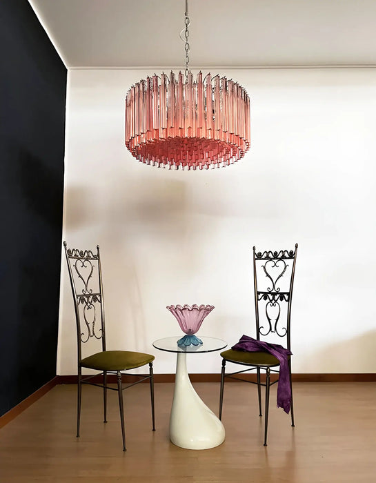 Murano Triedri Round Prisms Pink Chandelier-DWHOME