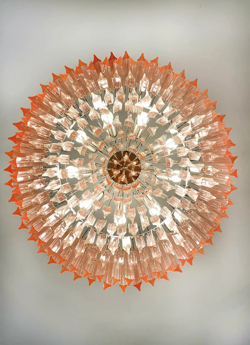 Murano Triedri Round Prisms Pink Chandelier-DWHOME
