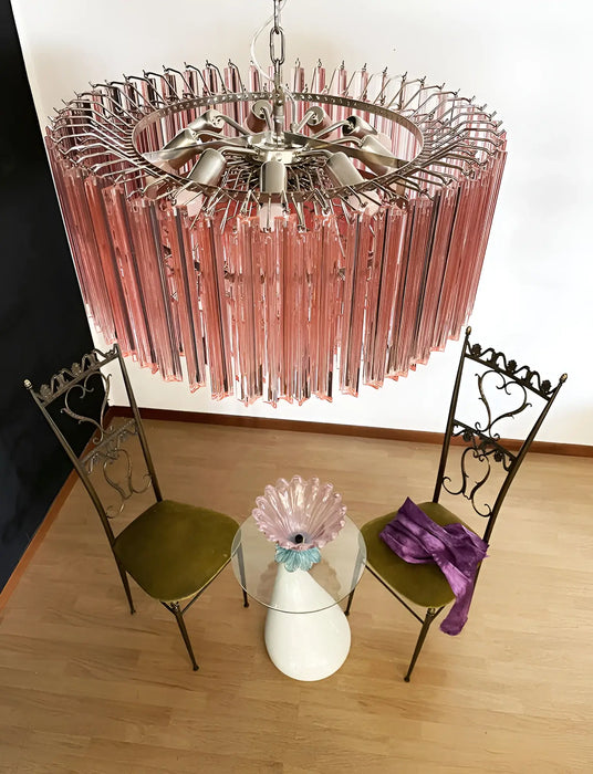 Murano Triedri Round Prisms Pink Chandelier-DWHOME